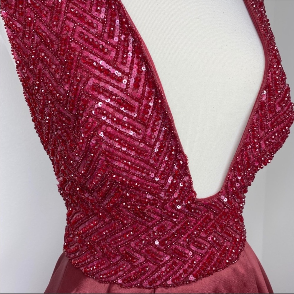Elegant Sequin Embellished Dress in Red